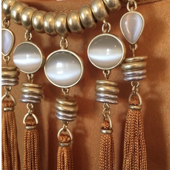 Lucky Brand Gold Mustard OCHRE Fringe Necklace - Picture 5 of 7